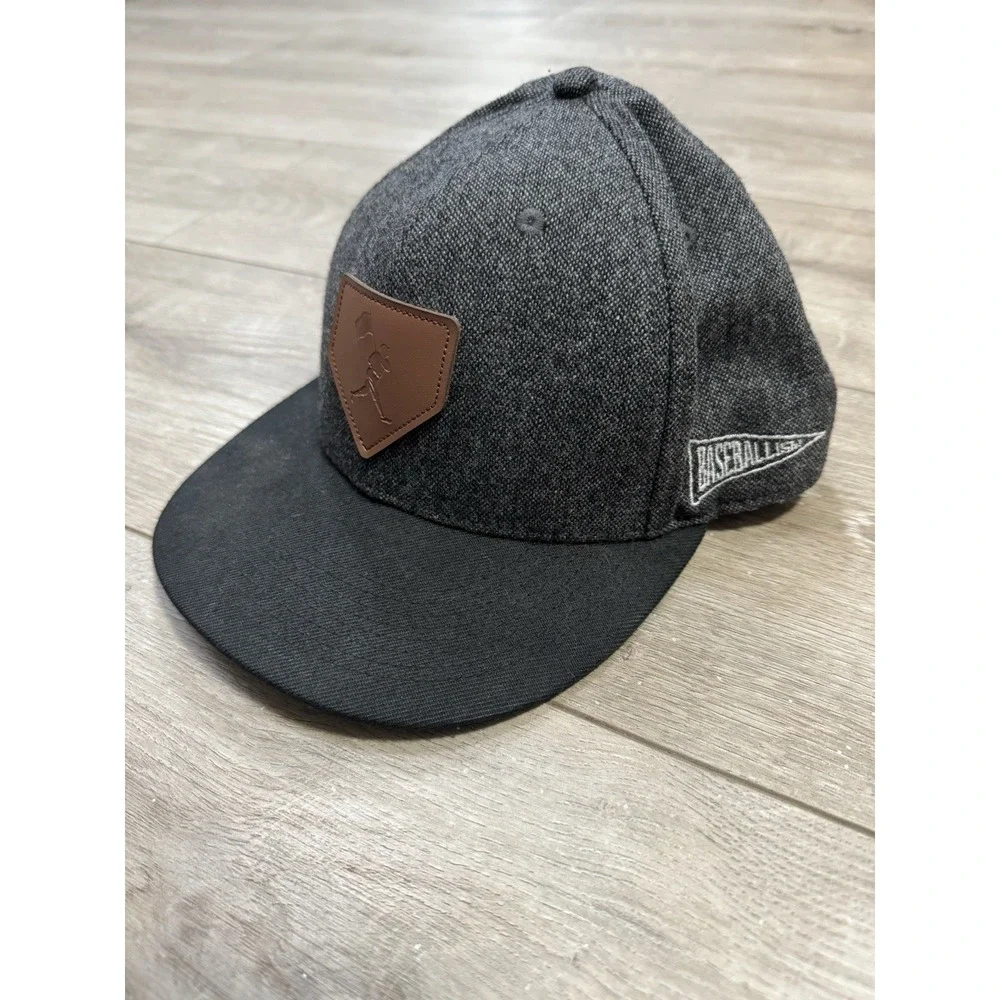 Baseballism Grey Fitted Men's Hat Cap Size 7 1/8 Men's Baseball Cap